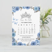 青いカレン地中海のダーの写真なし日付の保存 招待状 (スタンド正面)