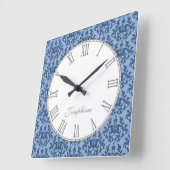 青いカンガルー・ポーのダマスク織の名前の柱時計 スクエア壁時計 (傾斜)