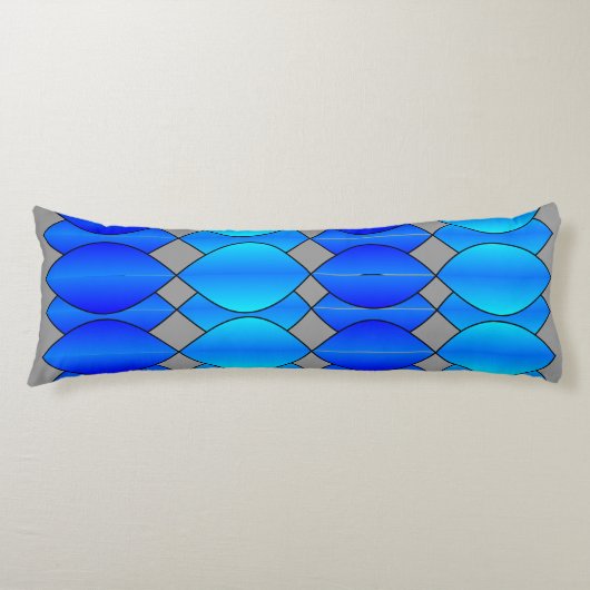 青いカーテンの枕 ボディピロー (正面)