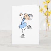 青いカードのアイススケーター カード (黄色い花)