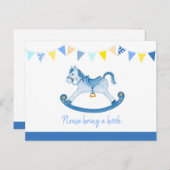 青いカードの絵本のプレゼント 赤ちゃんの歓迎会 ブルーのカード インビテーションポストカード (正面/裏面)