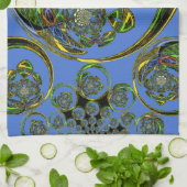 青いカーブをチェック キッチンタオル (折り畳み)