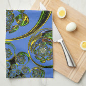 青いカーブをチェック キッチンタオル (四つ折り)