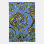 青いカーブをチェック キッチンタオル (縦)