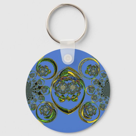 青いカーブをチェック キーホルダー (正面)