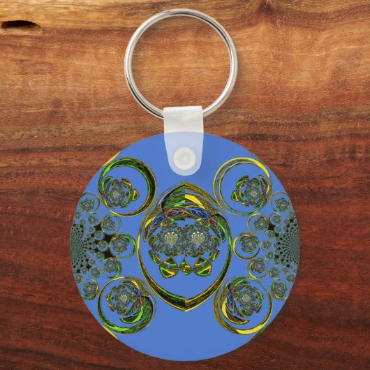 青いカーブをチェック キーホルダー (正面)