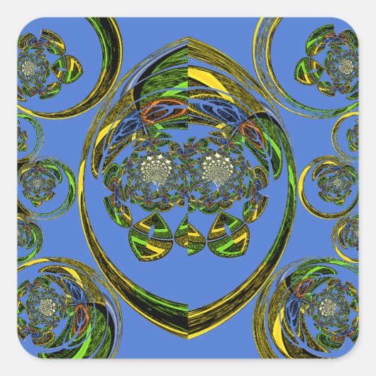 青いカーブをチェック スクエアシール (正面)