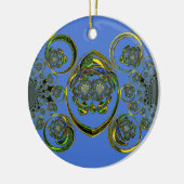 青いカーブをチェック セラミックオーナメント (左)