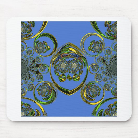 青いカーブをチェック マウスパッド (正面)