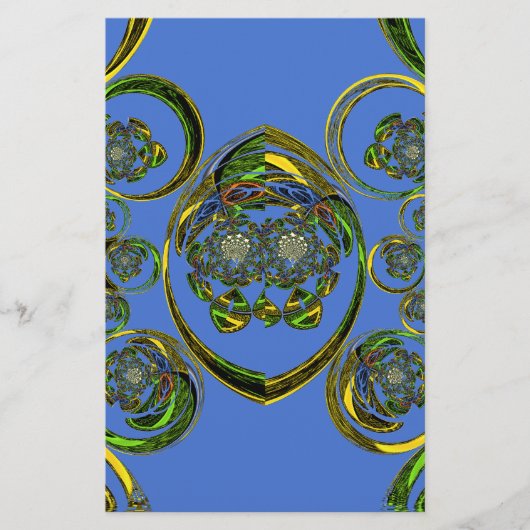 青いカーブをチェック 便箋 (正面)