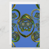 青いカーブをチェック 便箋 (正面/裏面)