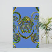 青いカーブをチェック 便箋 (スタンド正面)