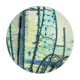 青いカーブ カッティングボード