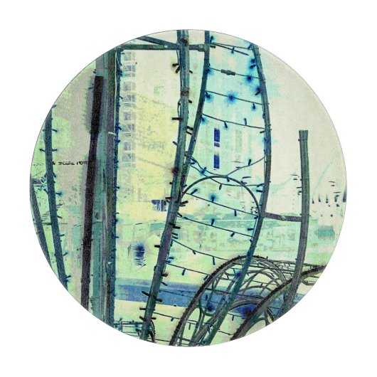 青いカーブ カッティングボード (正面)