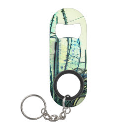 青いカーブ キーホルダー栓抜き