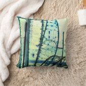 青いカーブ クッション (ブランケット)