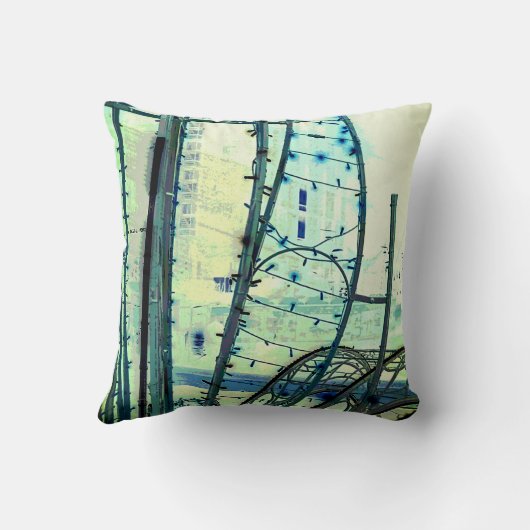 青いカーブ クッション (裏面)