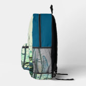 青いカーブ プリントバックパック (右)