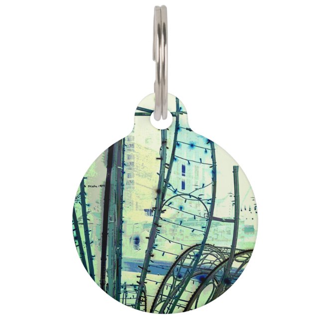 青いカーブ ペット　ネームタグ (正面)