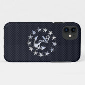 青いカーボン繊維のスタイルのクロムはヨットの旗を好みます Case-Mate iPhoneケース (裏面(横))