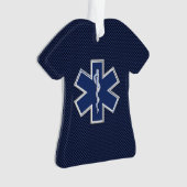 青いカーボン繊維の生命救急医療隊員EMSの星 オーナメント (正面)