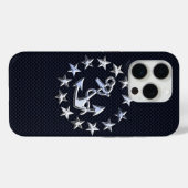 青いカーボン繊維の航海のなクロムヨットの旗のプリント Case-Mate iPhoneケース (裏面 (横))