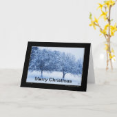 青いガラスと冬のリンゴのクリスマスカード カード (黄色い花)