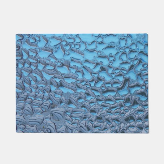 青いガラスに穏やかな雨滴 ドアマット (正面)