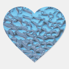 青いガラスに穏やかな雨滴 ハートシール