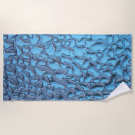 青いガラスに穏やかな雨滴 ビーチタオル