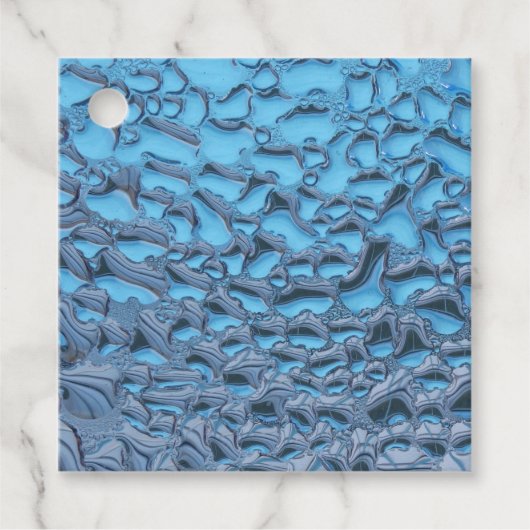 青いガラスに穏やかな雨滴 フェイバータグ (正面)