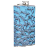 青いガラスに穏やかな雨滴 フラスク (右)