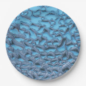 青いガラスに穏やかな雨滴 ペーパープレート (正面)
