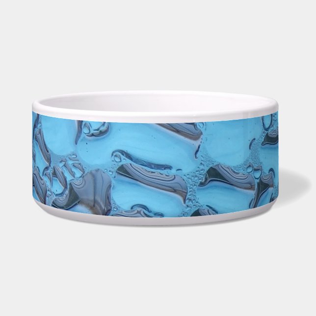 青いガラスに穏やかな雨滴 ボウル (正面)