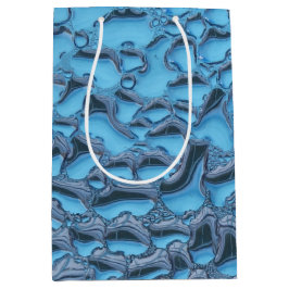 青いガラスに穏やかな雨滴 ミディアムペーパーバッグ