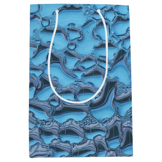 青いガラスに穏やかな雨滴 ミディアムペーパーバッグ (正面)