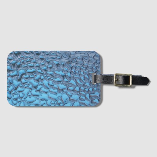 青いガラスに穏やかな雨滴 ラゲッジタグ (正面横)