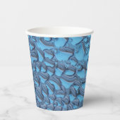 青いガラスに穏やかな雨滴 紙コップ (正面)
