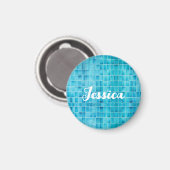 青いガラスのタイルはモザイクガラスをブロック マグネット (正面/裏面)