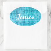 青いガラスのタイルはモザイクガラスをブロック 楕円形シール (バッグ)