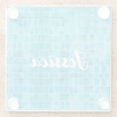 青いガラスのタイルブロックのモザイク ガラスコースター (裏面)