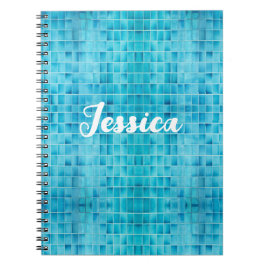 青いガラスのタイルブロックのモザイク ノートブック