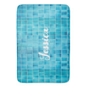 青いガラスのタイルブロックのモザイク バスマット (正面縦)