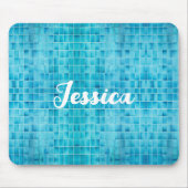 青いガラスのタイルブロックのモザイク マウスパッド (正面)