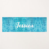 青いガラスのタイルブロックのモザイク ヨガマット (正面(横))