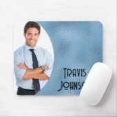 青いガラスのフォトフレーム マウスパッド (マウス)