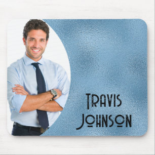 青いガラスのフォトフレーム マウスパッド