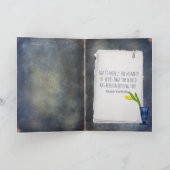 青いガラスの誕生日に黄色のチューリップ カード (内部)