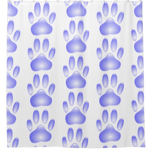 青いガラス犬の手の印刷パターン シャワーカーテン (正面)