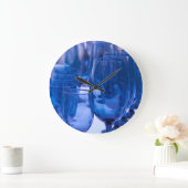 青いガラス製品 ラージ壁時計 (ホーム)